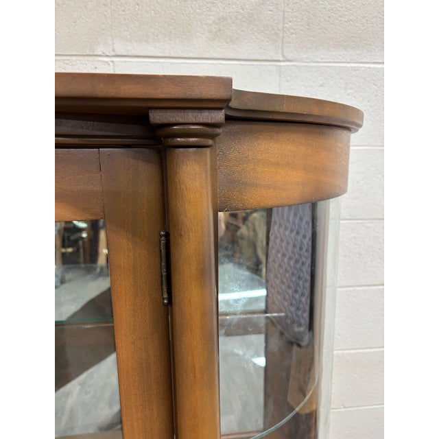 Antique Queen Anne Style Curved Bowed Glass Curio Display China Cabinet For Sale - Image 10 of 13