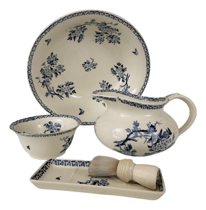 19th Century Earthenware Toiletry Set from Gien Aubépine, Set of 4