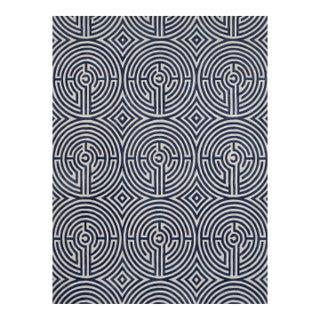 Lucca Hand-Tufted Maze Rug, Blueberry Blue, 8x10 For Sale