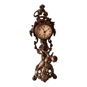 Early 20th Century Ansonia Bronze Art Deco Style With Cherub Mantle Clock