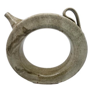 Sculptural Crown-Shaped Glazed Stoneware Pitcher, France, 1970s For Sale