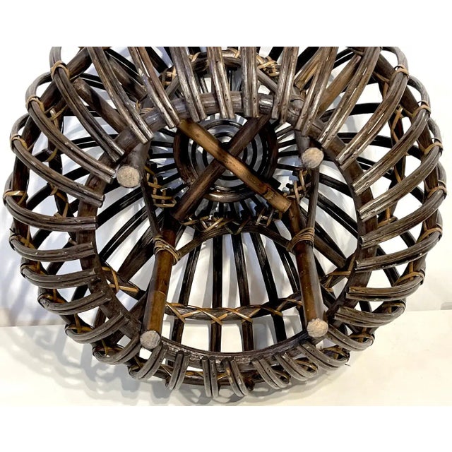 Franco Albini Style Stained Rattan, Reed & Willow Pouf/ Ottoman Italy, circa 1970s A nice variation, beautiful warm earth...