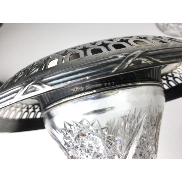 Early 20th Century American Brilliant Cut Glass and Gorham Sterling Silver Vases Pair For Sale - Image 12 of 13