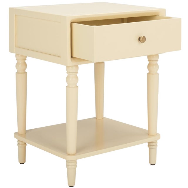 Ecru Siobhan Accent Table with Storage Drawer in Vanilla For Sale - Image 8 of 10
