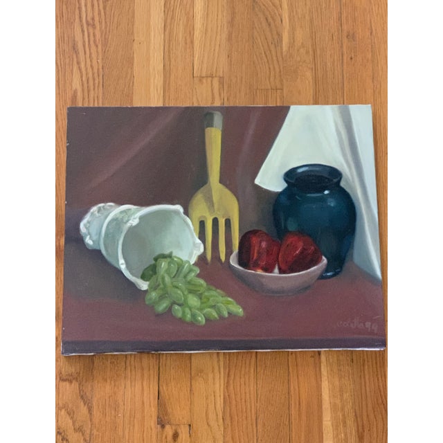 1990s Vintage Original Canvas Still Life Painting For Sale - Image 5 of 12