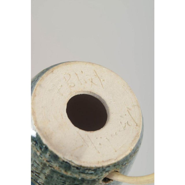 Green Glazed Textured Stoneware Table Lamp by Yngve Blixt for Höganäs, 1970s For Sale - Image 4 of 5