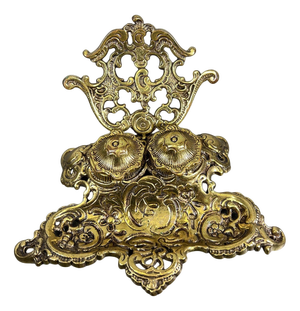Vintage French Ornate Brass Inkwell