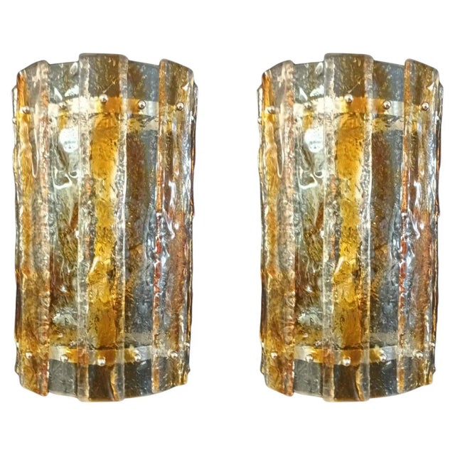 1960s Amber Planks Sconces by Mazzega, a Pair For Sale - Image 9 of 9