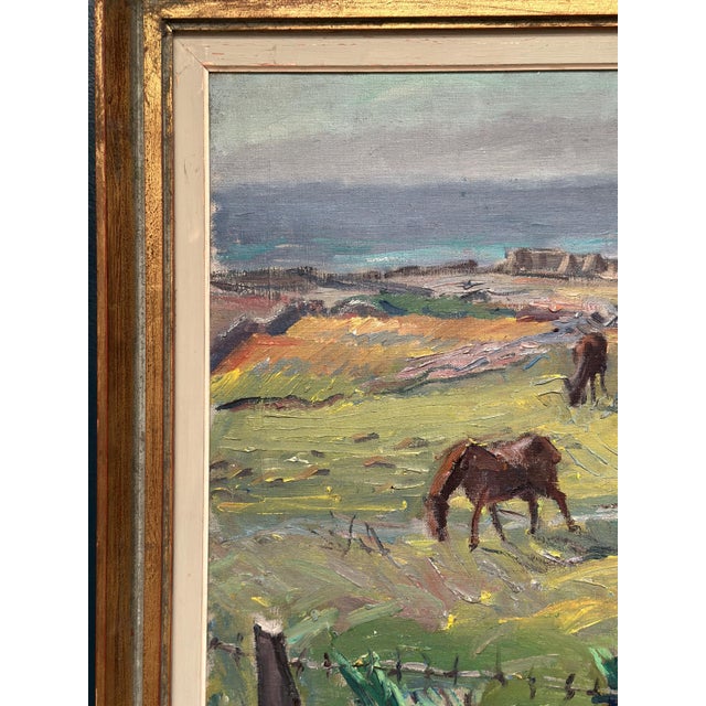 Georg Lodström, Coastal Scene with Horses, 1947, Oil on Canvas For Sale - Image 13 of 18