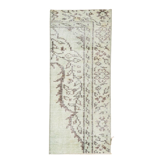 Vintage Light Green Mini Rug Fragment - 1`2″ X 2`9″ For Sale