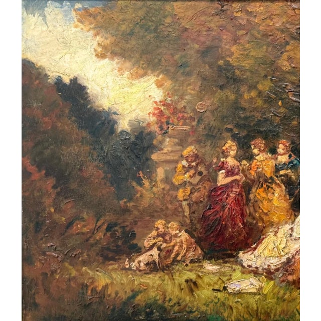 Romantic Ladies in a Lush Garden, Signed European Oil Painting, Belle Époque, 1800s For Sale - Image 10 of 18