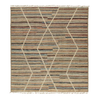 Rug & Kilim’s Modern Rug with Beige-brown Geometric Patterns - 12x15 For Sale