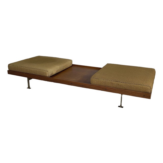 Italian Art Deco Wooden Daybed with 2 Cushions, 1930s For Sale