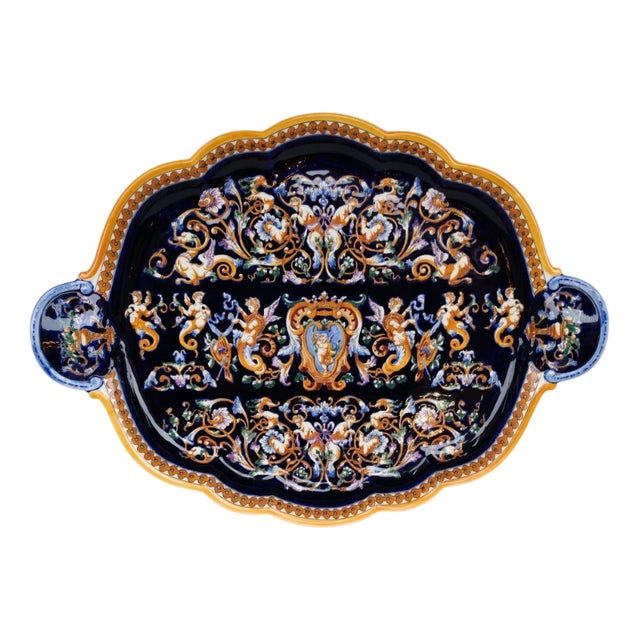 Large Earthenware Tray from Gien, 1970s For Sale