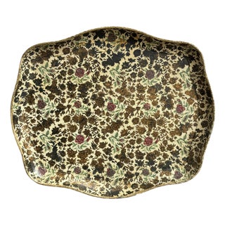 1950s Floral Papier-Mâché Drinks Tray For Sale