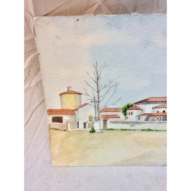 Mid 20th Century French Watercolor Painting, Ouches Pres Roanne For Sale - Image 4 of 10