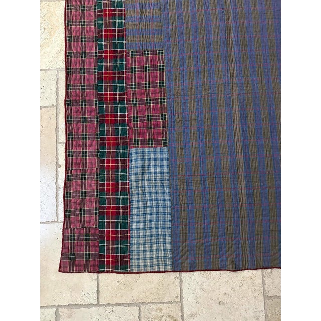 Antique American Lancester County Log Cabin Barn Raising Quilt with Boro Backing For Sale - Image 14 of 17