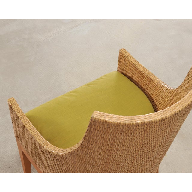 Set of Six McGuire Umbria Woven Rattan Cane Dining Armchairs For Sale - Image 9 of 18