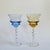 Beautiful set of 2 Mid-Century Modern Empoli Italian drinking glasses, handblown with the signature sculptural design...