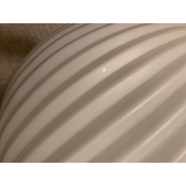 1960s Large Mid-Century Modern Ribbed Opal Glass Ceiling Globe For Sale - Image 9 of 11