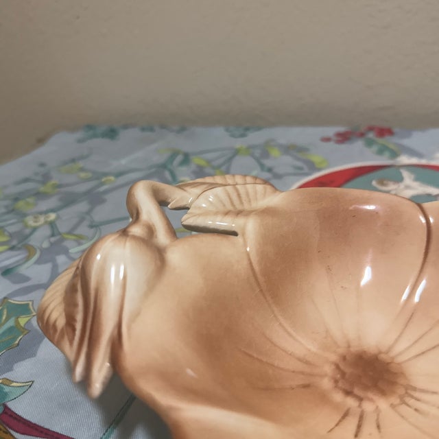 Ceramic Mid-Century Modern California Style Ceramic Hibiscus Trinket Dish in Soft Peach For Sale - Image 7 of 8