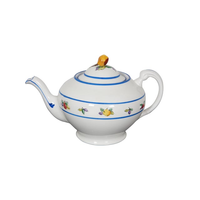 Vintage Italian Tuscan tea / coffee / dessert / demitasse set featuring hand painted fruits - peaches, apples, lemons,...