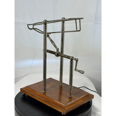 Chestnut Vintage Mechanical Wine Server Pourer With Presentation Pouring Stand For Sale - Image 8 of 17