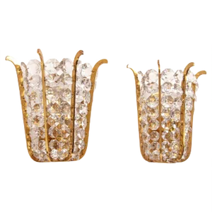 Austria Faceted Crystals & Brass Wall Sconces from Bakalowits, 1960, Set of 2