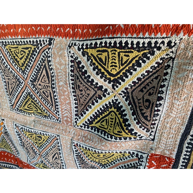 Tribal Vintage Indian Geometric Patchwork Textile Art – Large Tribal Style Quilt / Tapestry For Sale - Image 3 of 7