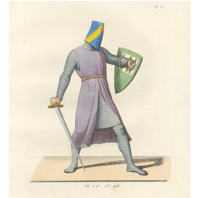 Medieval Knight in Chainmail, 1845, Paper For Sale