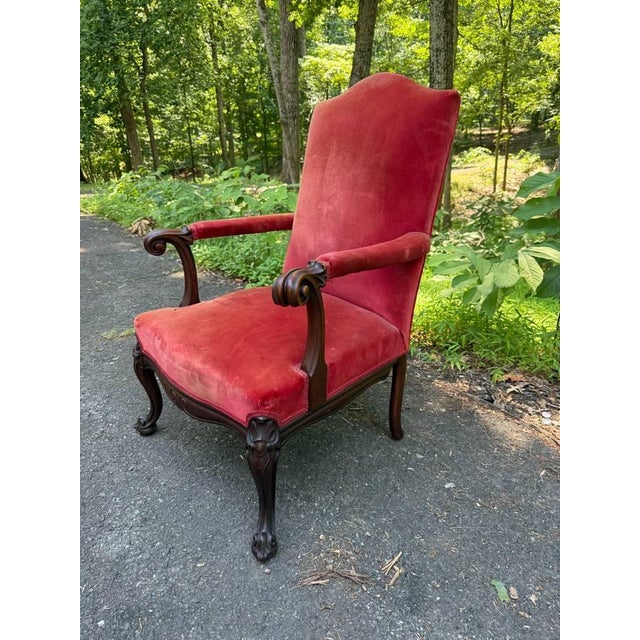 Wood Mid 20th Century Louis XIV Style High Back Throne Style Open Armchair For Sale - Image 7 of 18