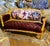 2020s Grand French Louis XV Burgundy Velvet Sofa With Romantic Ballroom Tapestry & Hand-Gilded Frame For Sale - Image 5 of 5