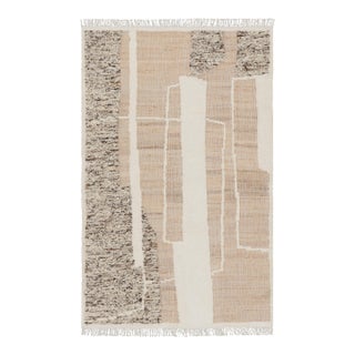 Rug & Kilim’s Abstract Flatweave with Cream and Beige Geometric Patterns - 6x9 For Sale