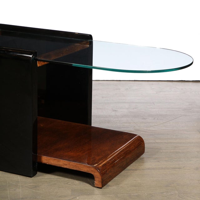 Art Deco Machine Age Bullet Form Glass Top Cocktail Table in Book ...