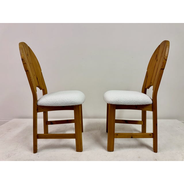 Tan Vintage Scandianavian Dining Chairs in Pine and Boucle, 1970s, Set of 6 For Sale - Image 8 of 18