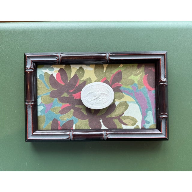 1980s Vintage Uk Grand Tour Plaster Intaglio Replica in Bamboo Frame For Sale - Image 5 of 8