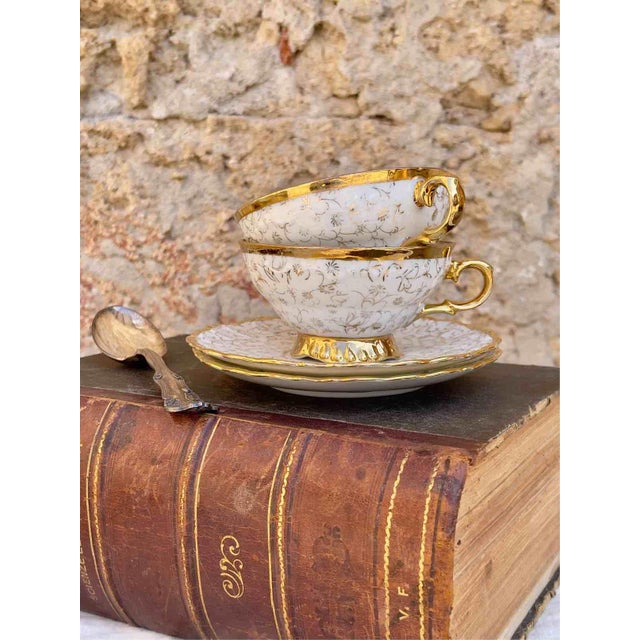 Gold Mid-Century Porcelain Tea Set from Edelstein Bavaria, 1930s, Set of 10 For Sale - Image 8 of 12