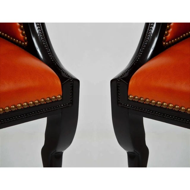 1960s Impressive Neoclassical Style Lacquered Ram's Head Armchairs - A Pair For Sale - Image 5 of 8