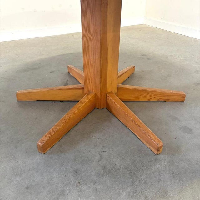 Brown Round Pine Dining Table, 1970s For Sale - Image 8 of 12