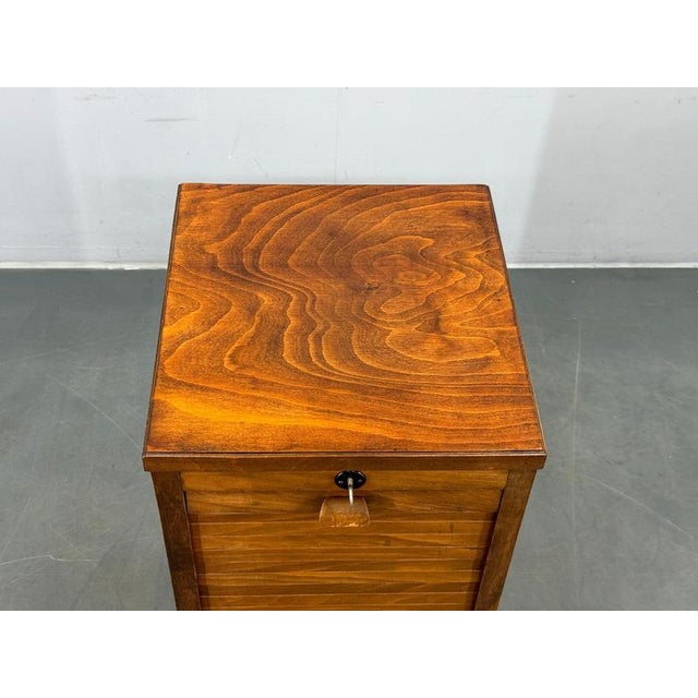 Art Deco Tambour Office Cabinet in Beech, Czechoslovakia, 1940s For Sale - Image 17 of 18