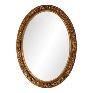 Mid-Century Oval Gilt Wall Mirror For Sale