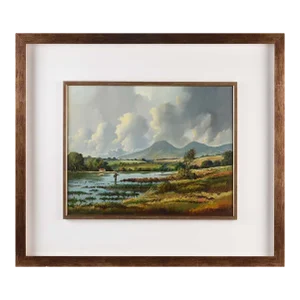 Robert B Higgins, Landscape Painting of Angling in Donegal Ireland by 20th Century Irish Artist, 1990 Circa