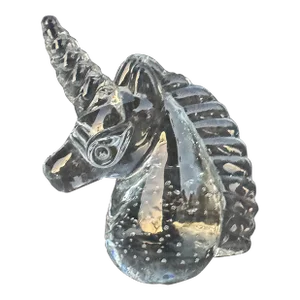 Late 20th Century Controlled Bubble Clear Glass Unicorn Paperweight