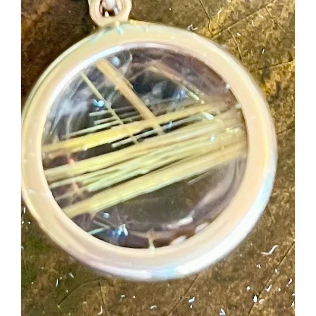 Large Cabochon Rutilated Quartz Gold. Pendant on 18 K Chain For Sale - Image 4 of 6