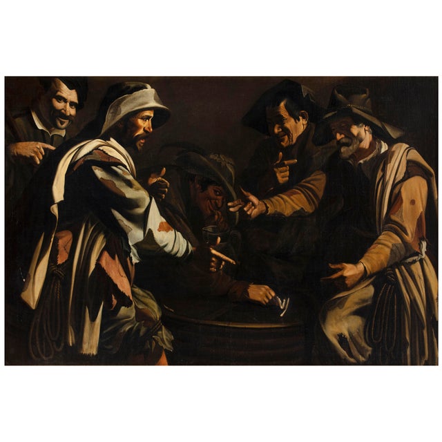 Master of the Flagellation of Cesena, The Morra Players, 1620, Oil on Canvas, Framed For Sale - Image 3 of 11