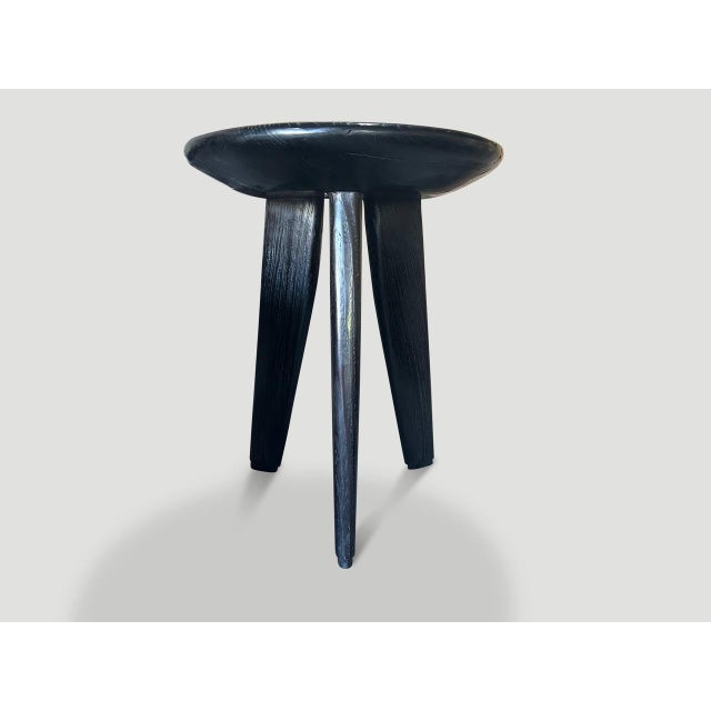 Mid-Century Modern Andrianna Shamaris Mid Century Couture Espresso Stained Side Table For Sale - Image 3 of 5