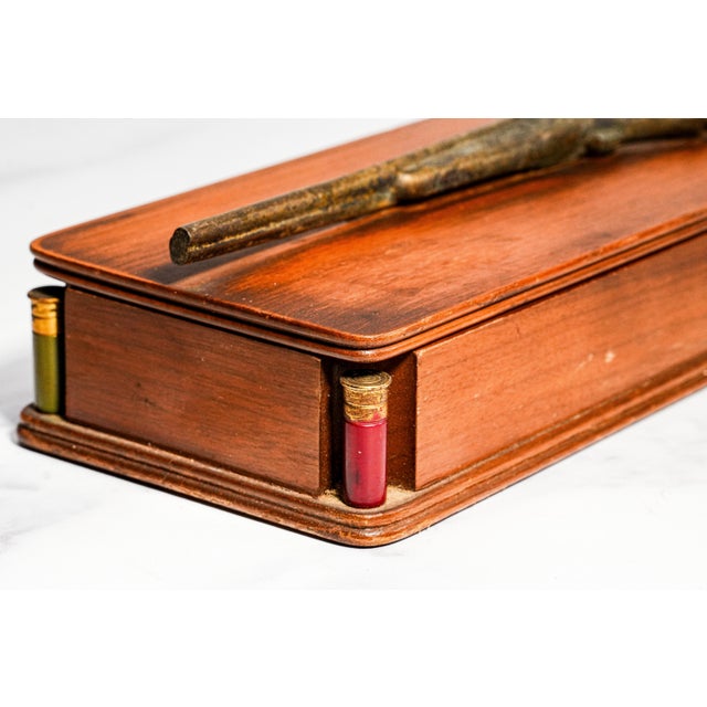 Vintage Mid Century Hunting Theme Wood Box Sporting Desk & Jewelry Storage For Sale - Image 10 of 11
