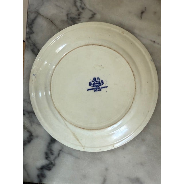 Chinoiserie Antique Blue & White Staffordshire "Willow" Transferware Plate For Sale - Image 3 of 3