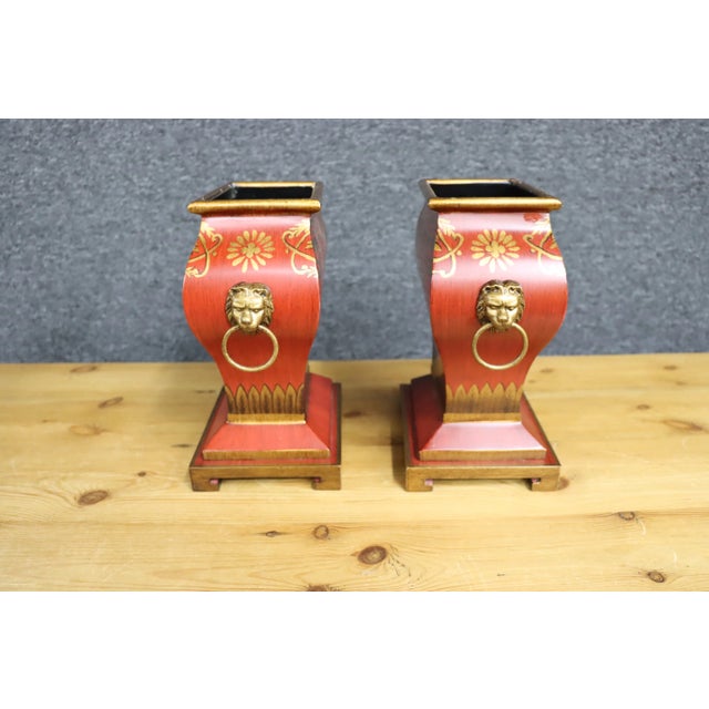 Regency Tole Lion Planters/Pair For Sale In Philadelphia - Image 6 of 8