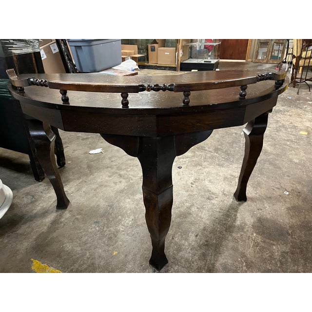 Traditional Vintage Demilune Shaped Desk For Sale - Image 3 of 3